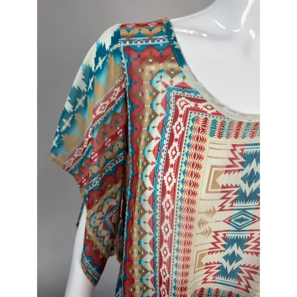 Live and Let Live Sheer Multicolored Tie-Front Top Size M 100% Polyester - Picture 11 of 16